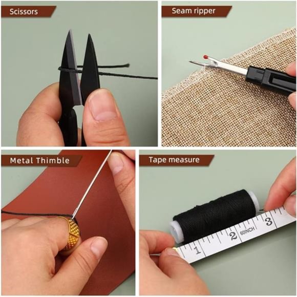 Upholstery Repair Kit,48pcs Leather Sewing Kit with Upholstery Thread,Sewing Awl - Picture 5 of 7